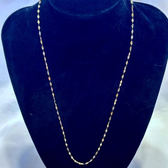 💲SALE💲  Genuine Solid 14K Gold Mirror Link Necklace 19" - Picture 1 of 4